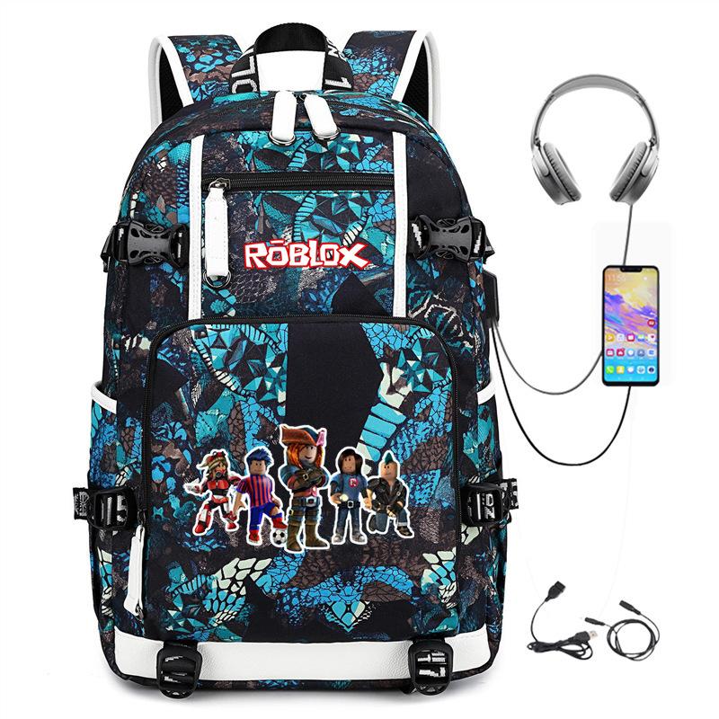 Cartoon Game USB Backpack Large Capacity Hiking Bag College Student Outdoor Travel Casual Daypack