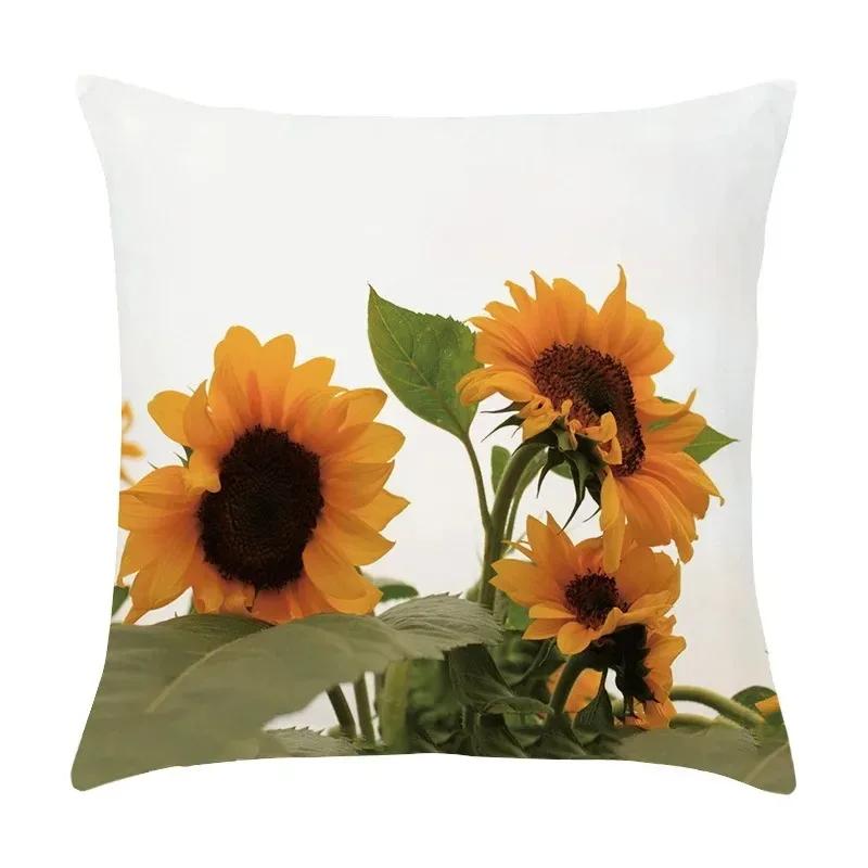 Federa Cuscino Arredamento Casa Lusso Copricuscino Divano Soggiorno Copricuscino con Motivo Pittura ad Olio Girasole Foto