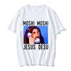 Streetwear Nicolas Cage Moshi Moshi Jesus Desu T-Shirt Men Meme Picolas Cage Awesome T-shirts Cotton Clothing