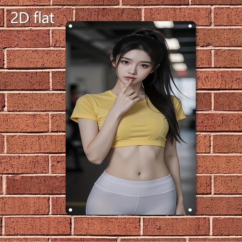 Metalen Bord Koreaanse Fitness Kunst Poster - Leuke Sportschool Muur Decoratie voor Huis Cafe Bar Kerstcadeau