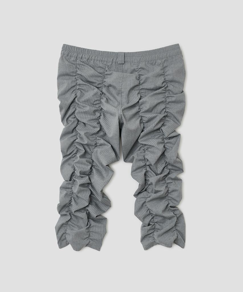 Taibseobiseu Shirred Texture Capri Pants [Gray]
