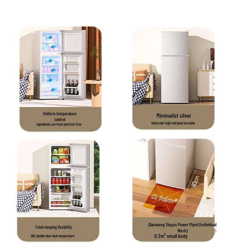 Energy-Efficient Compact Double-Door Mini Refrigerator for Home, Dorm, or Office