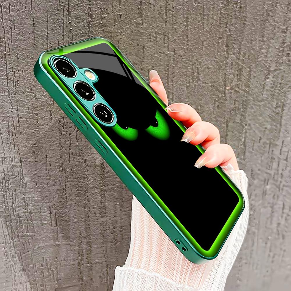 The Green Little Devil Glass PhoneCase for Samsung Galaxy S26 S25 S24 S23 S22 S21 FE Ultra Plus Built-in Glass Green Exquisite
