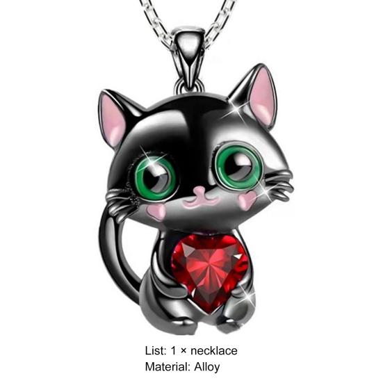 Collana da donna perfetta per tutti i tipi, elegante e leggero, vesti i gioielli con ciondolo gatto nero simpatico cartone animato