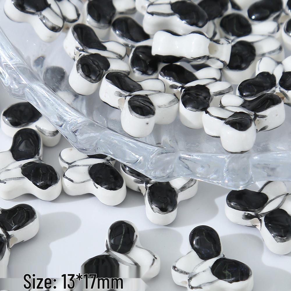 3D Ceramic Panda Heart Flower Beads for DIY Bracelets
