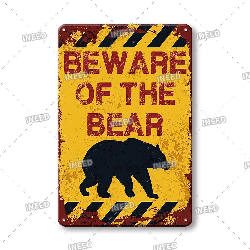 BEWARE OF Dog Cat Chicken Retro Plaque Metal Tin Signs Garden Yard Home Decoration Caution Kraken Plate Animal Warning Sign
