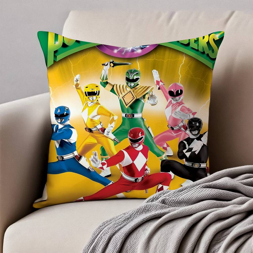 M-Mächtige M-Morphin Power Rangers Kissenbezug Milbenabweisender Kissenbezug Unsichtbarer Reißverschluss Seidiger Kurzplüsch Sofakissenbezug
