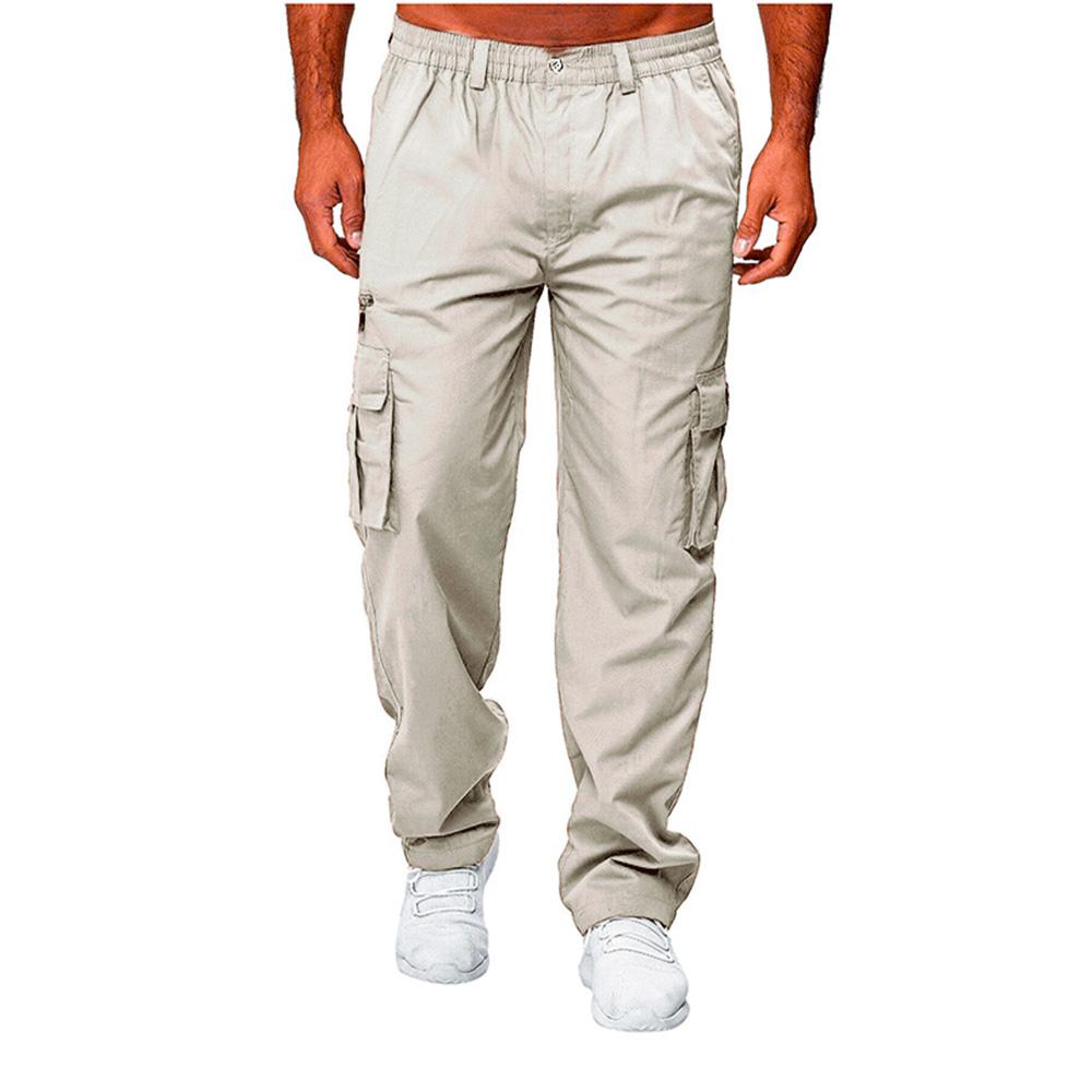 Herren Freizeithose Multi Pocket Cargohose Mittlere Taille Einfarbig Lockere Kleidung Outdoor Sport Lange Hose