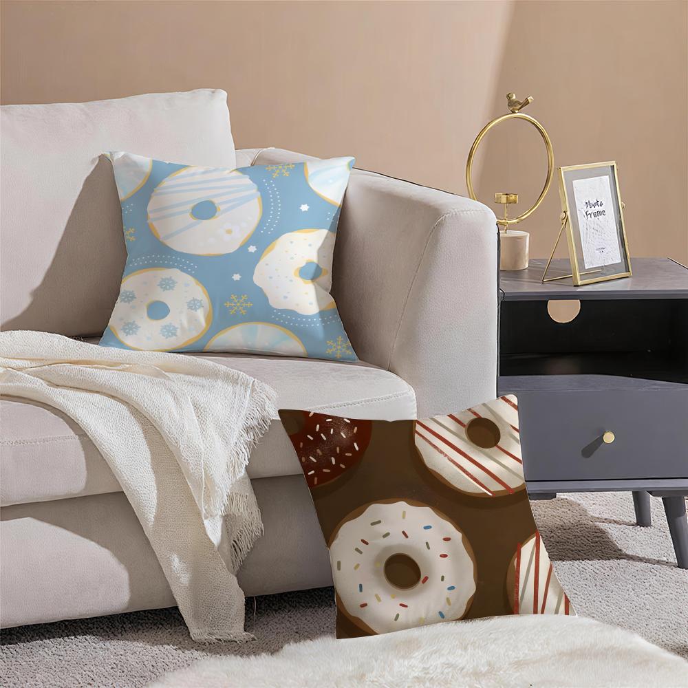 Donut Cushion Cover Linen Pillow Case Soft Breathable Protective Couch Room Decoration