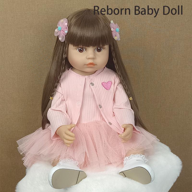 55 CM 22 Inch Reborn Dolls Realistic Full Silicone Baby Bebe Vinyl Newborn Girl Doll Princess Toddler Toy Gift