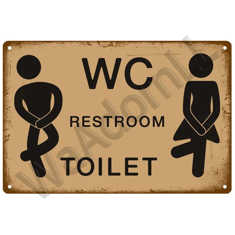 DORA Tin Sign WC Toilet Tin Sign Poster Vintage Wall Posters Metal Sign Decorative Wall Plate Kitchen Plaque Metal Vintage Decor Accessories