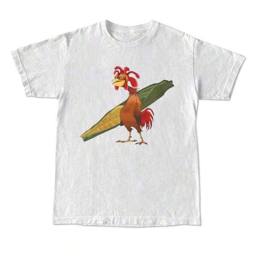 T Shirt Print GraphicCotton Tees Size Plus Cartoon Round Neck Short Sleeve Chicken Joe Shirt
