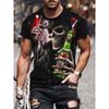 Men's Clothing Skeleton Graphic Print T-Shirt Oversized T Shirt Men Summer Spring Oversized Punk Style Short Sleeve Outdoor Top