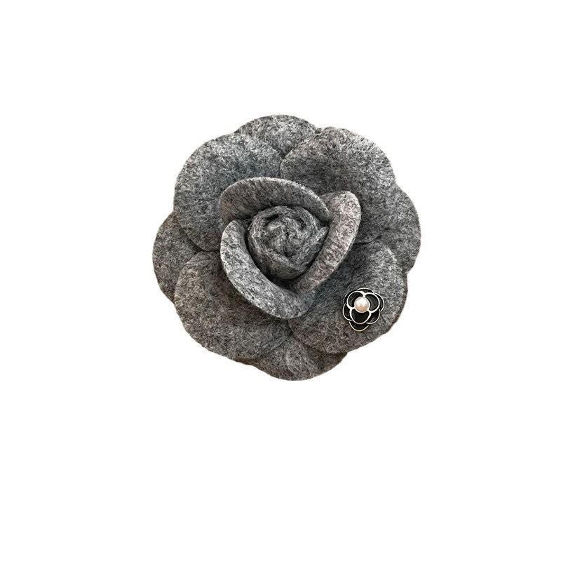 Elegant French Camellia Brooch for Women - Luxurious Fabric Flower Pin for Autumn/Winter Coats