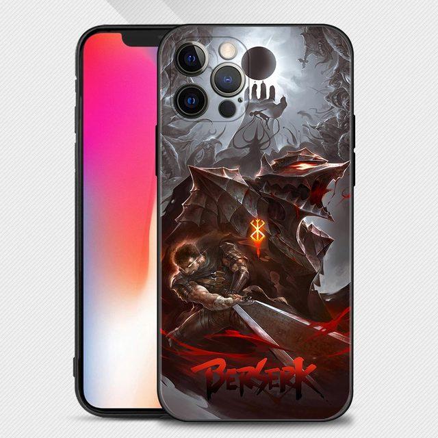 Custodia per telefono per Iphone 14 13 12 11 Pro Max Xs Max Xr X 7 8 Plus 12 Mini 6s Silicone Capa Black Shell Berserk Guts Anime