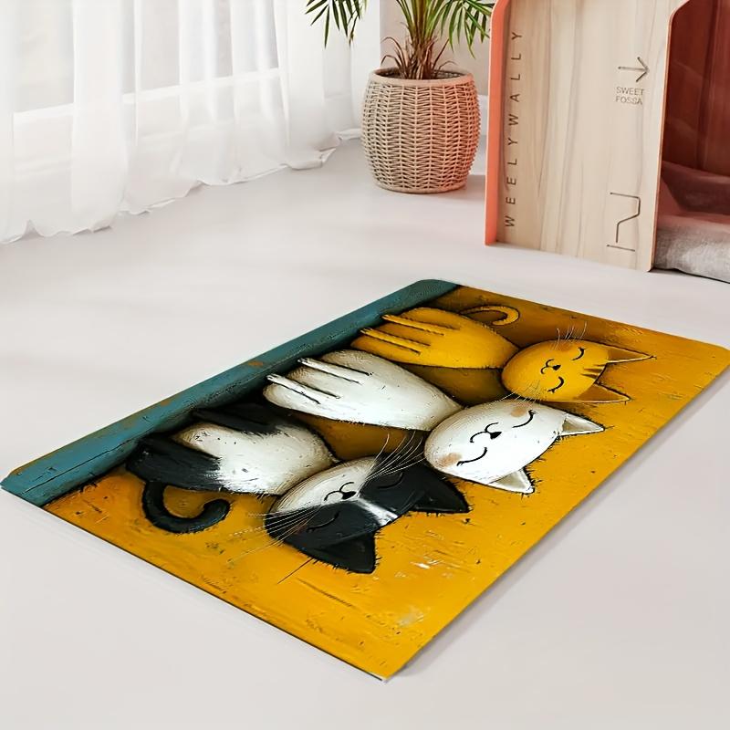 Non-Slip Cat Pattern Pet Feeding Mat, Cute Design with Leakproof Easy Clean Waterproof Surface To Prevent Floor Contamination.