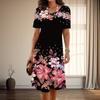 Women's Fashion Graceful  Flower Print Summer Spring Short Sleeve O-Neck Casual Dresses