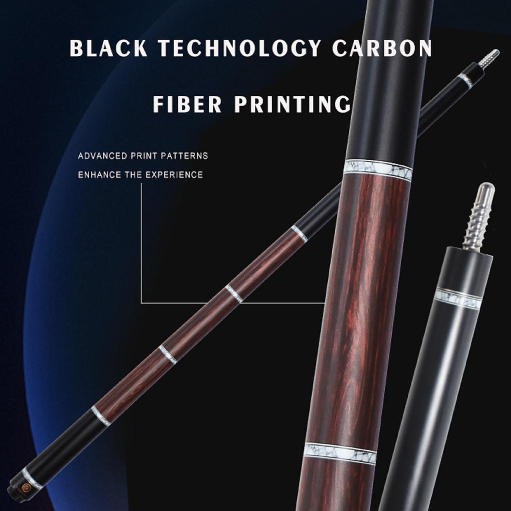 KHEALING Billiard Cue Carbon Play Cue with Pigskin White and Black Bakelite T 700 Carbon Fiber 58 Suitable for Black Eight and Nine Includes Storage