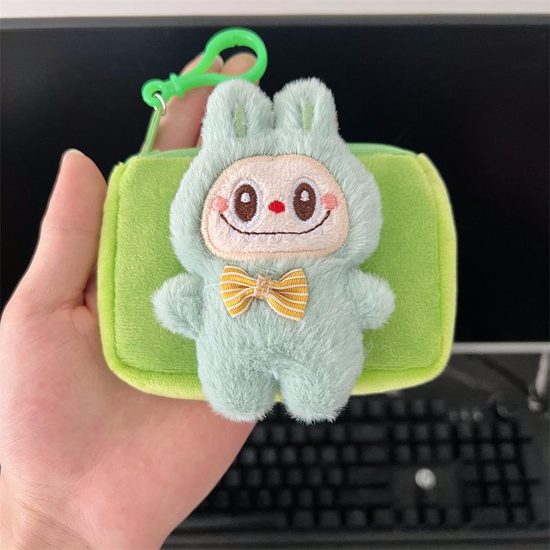 Labubu Full Body Ragbag Bunny Square Plush Coin Purse Portable Card Holder Carry-on Mini Bag CLE