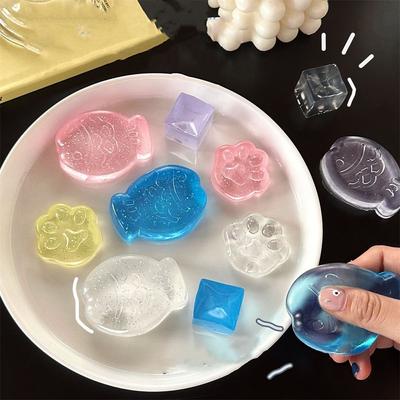 Mochi Toys Toys Toys Mini Transparent Cat Paw Ice Block Ball Squeeze Colorful Fish Squishy Kawaii Anti-Stress Stress Relief Gift Present