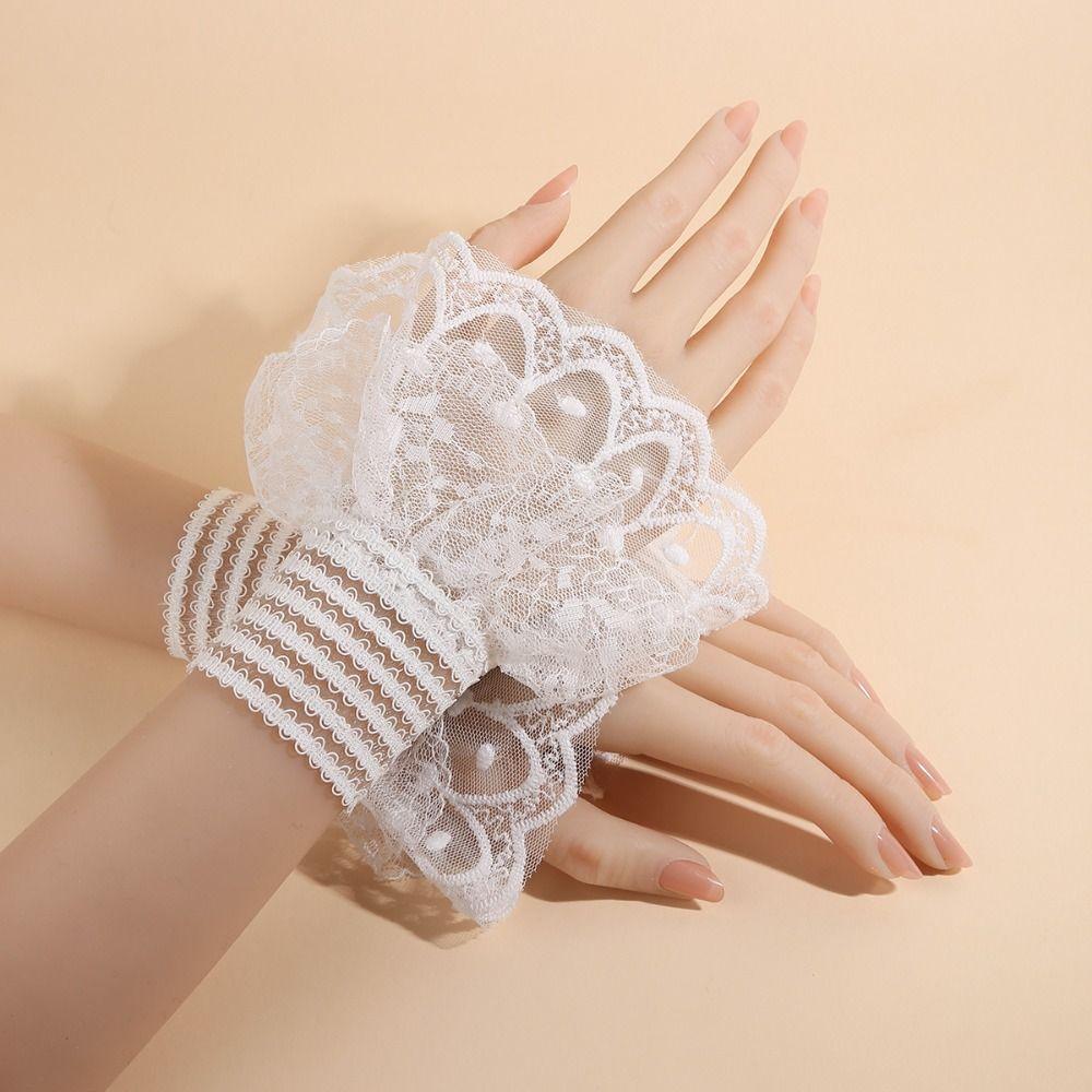 Lace Ruffled Wrist Fake Cuff Costume Accessory Wrist Cuff Fashion Lace Cuff  Stage Performance