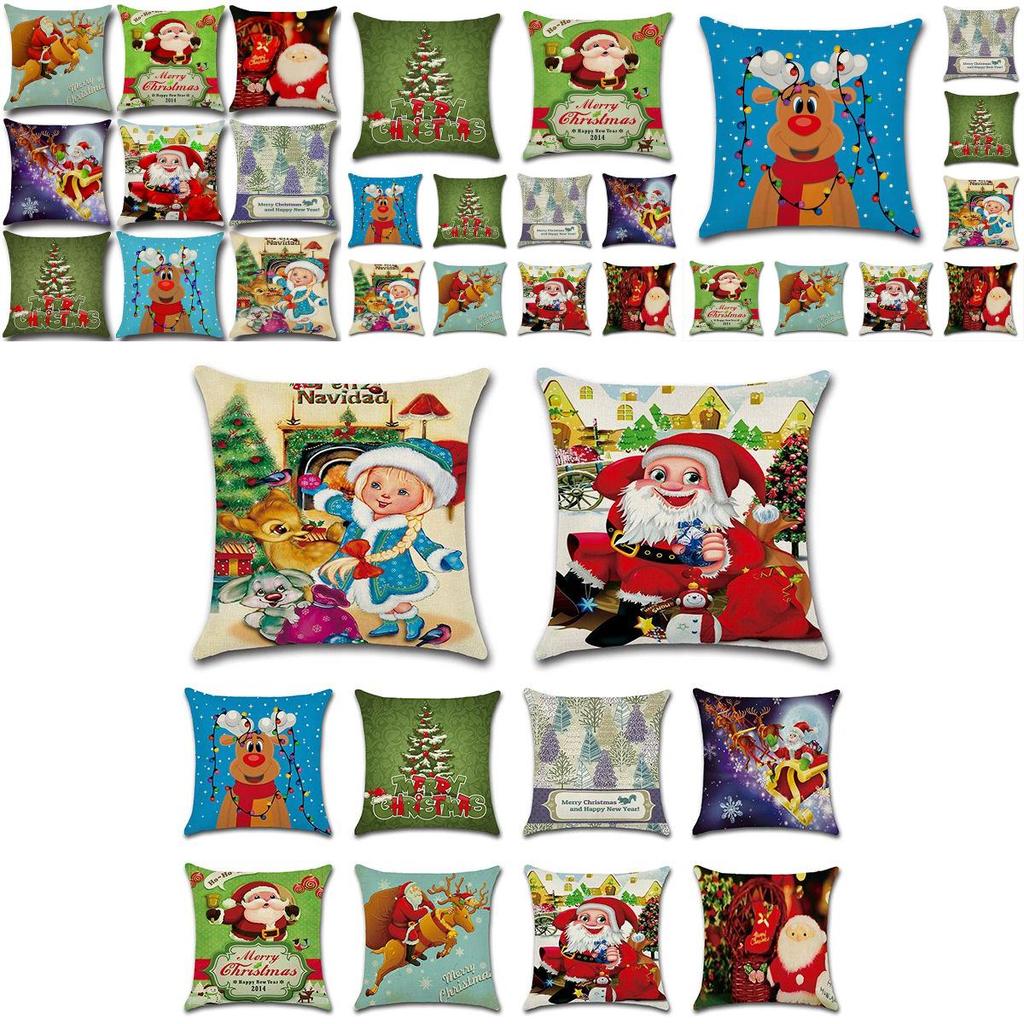 Happyspree Happy Christmas Kissenbezüge Hochwertige Leinen Kissenhüllen Für Charmante Dekoration