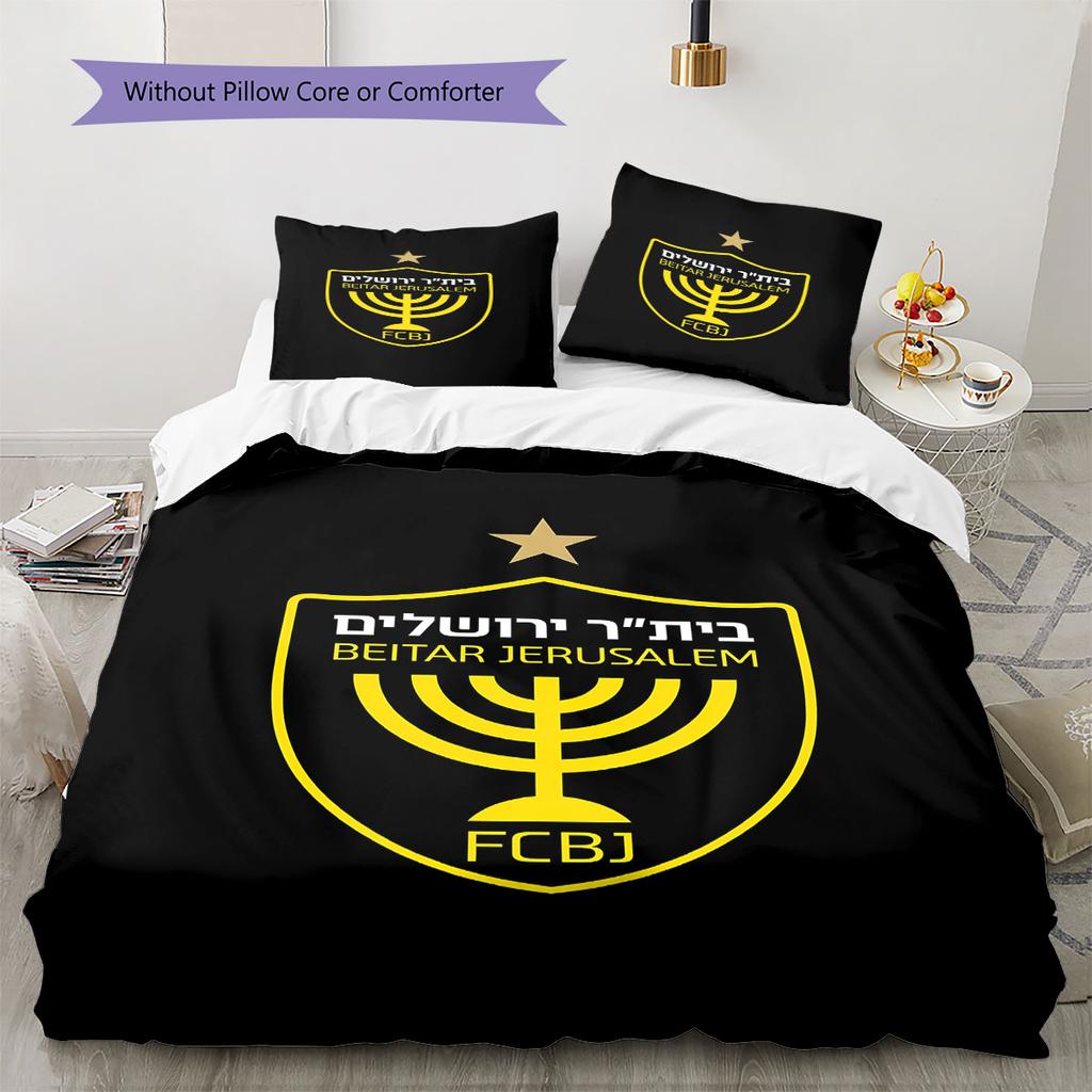 Beitar Jerusalem F.C Pattern Bedding,Quilt Set Quilt Cover Pillowcase Home Birthday Gift(1 * Duvet Cover + 2 * Pillowcase, Without Core)