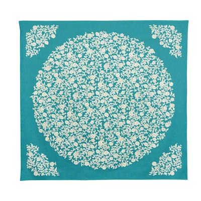 Musubi Furoshiki 145 Kimono Wrapping Flower and Bird Sarasa 145cm Cotton Blue-Green