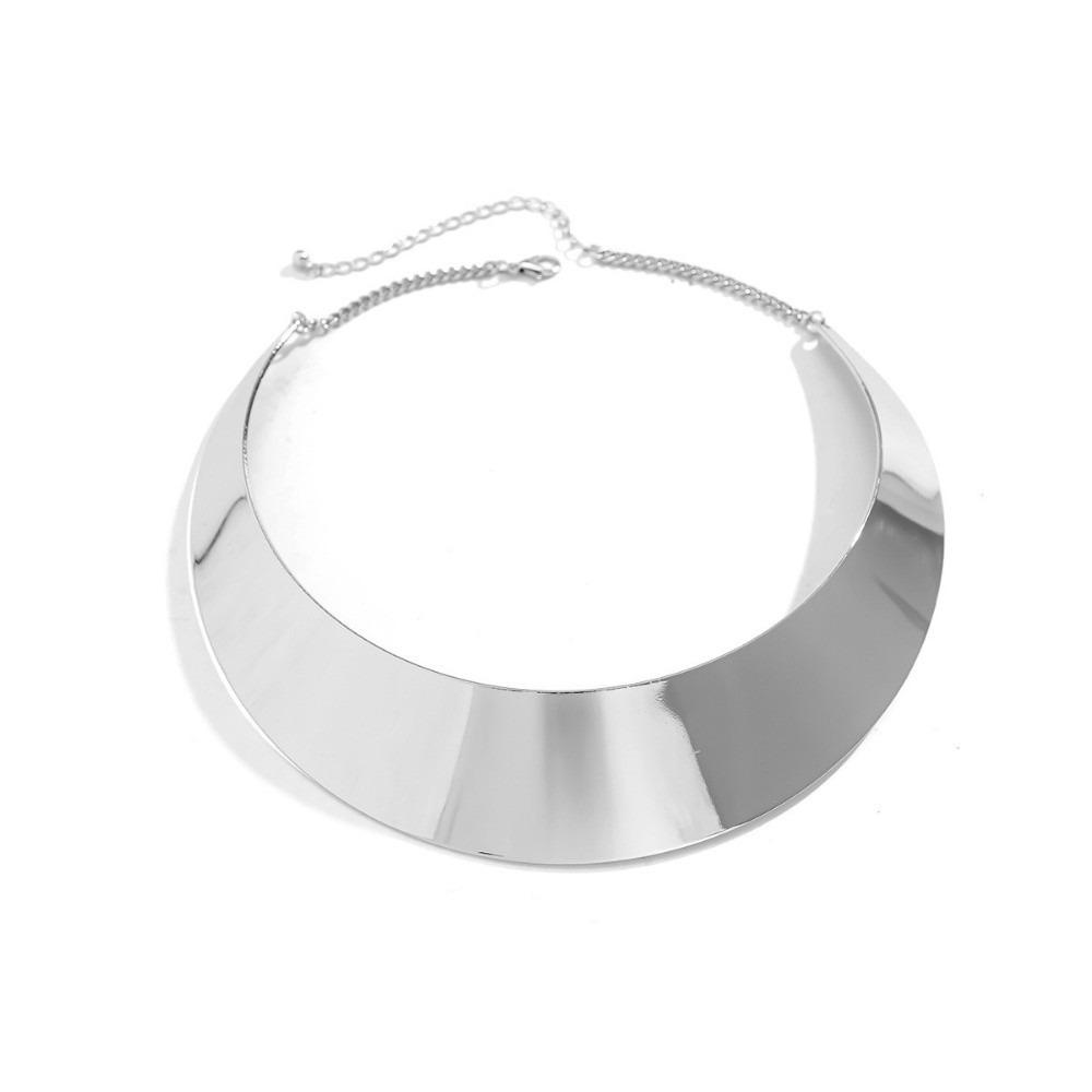 Plated Golden Torque Necklace Metal Alloy Wide Collar NeckChain Jewelry Accessories