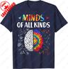 Minds of All Kinds Neurodiversiteit Autisme Bewustzijn ADHD ASS T-shirt Letterprint T-shirt Unisex Zomer Katoen Casual Ademend T-shirt