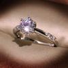 Platina Imitatie Moissanite Acht Harten Acht Pijlen Ring voor Vrouwen Eén Karaat Eenvoudige Zesklauw Bruiloftsring Diamanten Ring