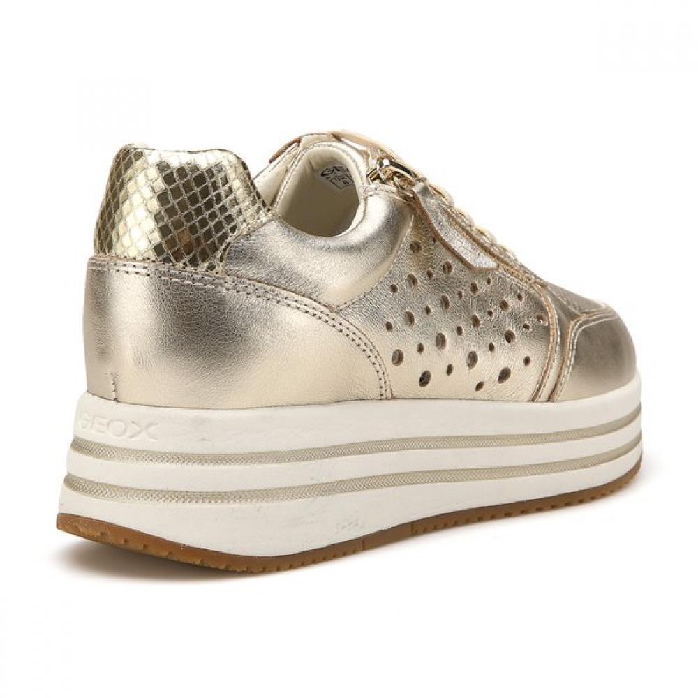 Geox Women Comfort Height Sneakers Kenzie W1x25qh3s51 Gold