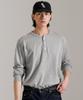 PERSTEP Stable Henley Neck Long Sleeve Tee Gray Sjlt4748