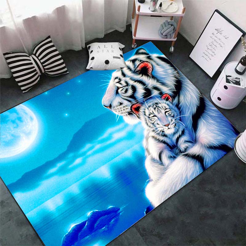 Moodne tiigrimustriga vaip põrandal 3D loomade prinditud suur vaip elutuba pehme vannitoamatt Absorb libisemisvastane