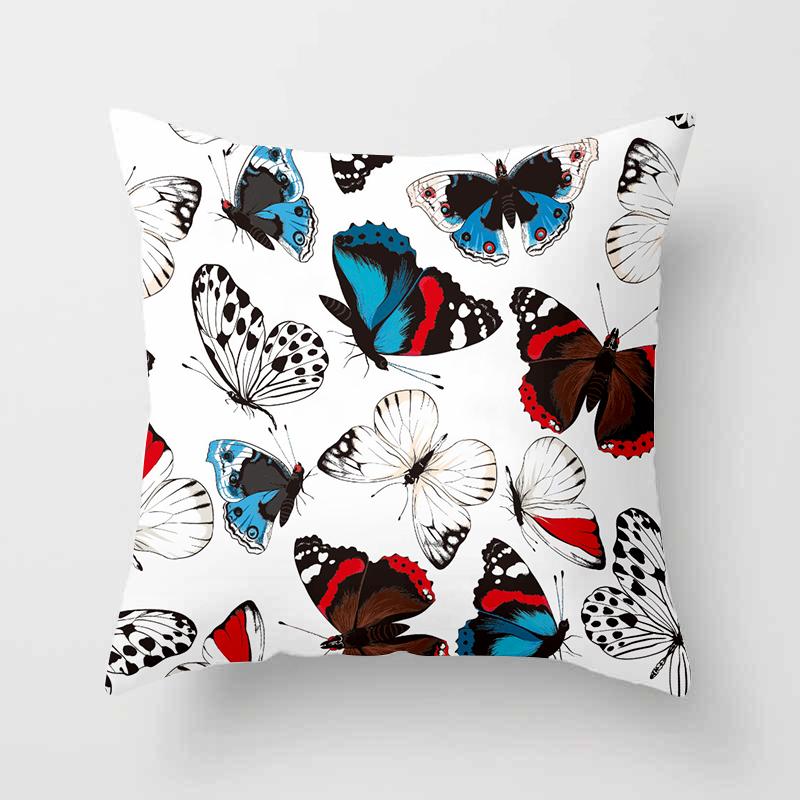 Home Decor Floral Butterfly Pattern Printed Pillowcase Cushion Cover Polyester Throw Pillow Sofa  Funda De Almohada