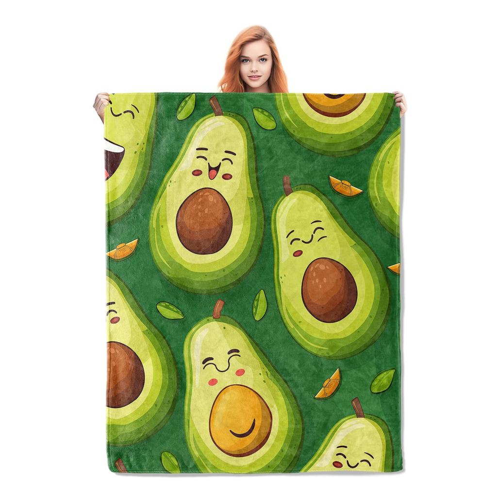 Avocado Throw Blanket,Soft Lightweight Flannel Blankets for Bed Couch Sofa, All Season Warm Cozy Fuzzy Plush Microfiber Blanket