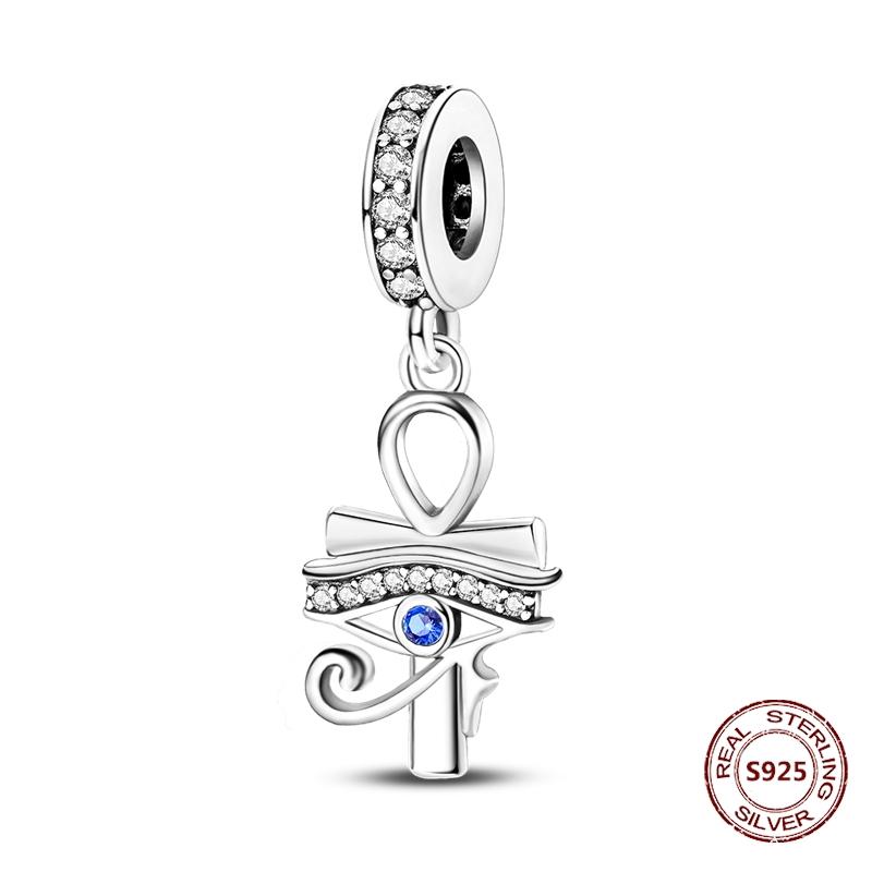 Duivelsogen Bedel 925 koper Originele Hand van Fatima Blauwe Zirkonia Kruis Blauwe Ogen Bedels Past Armband DIY Maken Zirkonia Cadeau