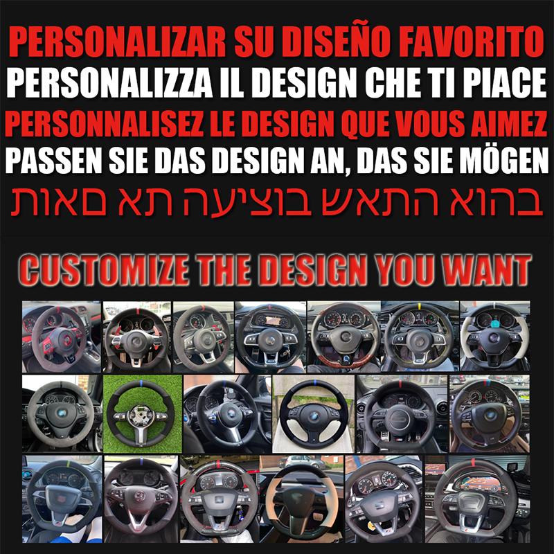 DIY Black Forged Leather Car Steering Wheel Cover Suede Wraps For Seat Leon R Leon ST Cupra Leon ST Cupra Ateca Ateca FR