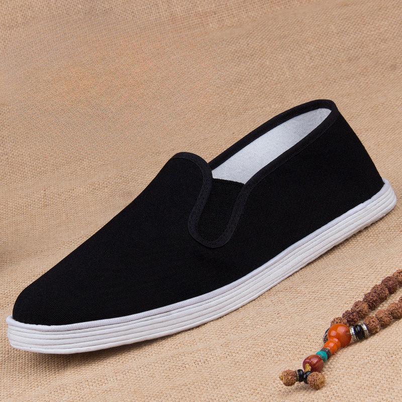 Black Multi-layer Cotton Sole Manual Shaolin Monk Wushu Training Shoes Tai Chi Martial Arts Cloth Shoes Kung Fu Sports Sneakers
