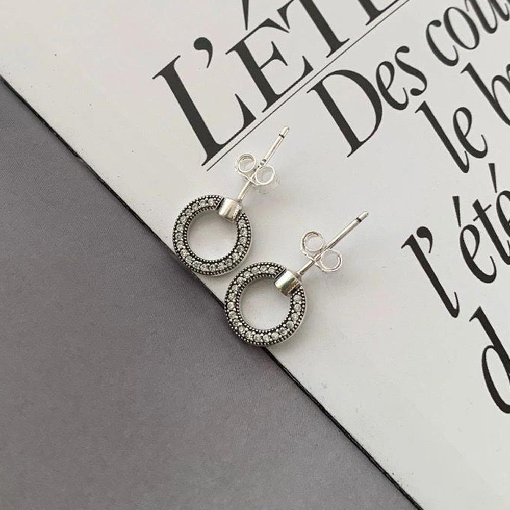 Authentische Plata De Ley-Ohrstecker aus 925er-Sterlingsilber für Damen, originelles funkelndes Pav-Tag-Geschenk