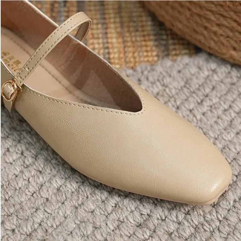 Dámské Jarní Ležérní Čtvercová Špička Nízká Měkká Podrážka Lolita Baleríny Červené Dámské Elegantní Francouzské Retro S Přezkou Mary Janes