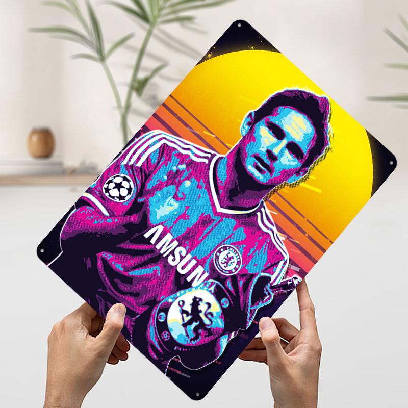 Frank Lampard Chelsea Plechový plakát Vlastní nástěnné umění Vintage kovové cedule Retro plechová plaketa pro kancelářskou výzdobu Příslušenství do místnosti