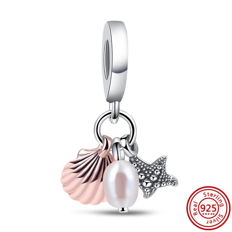 925 Silver Charms Bead Elephant Dolphin Shell Charm Bead Pendant Fits Bracelet Womens Jewelry Gifts