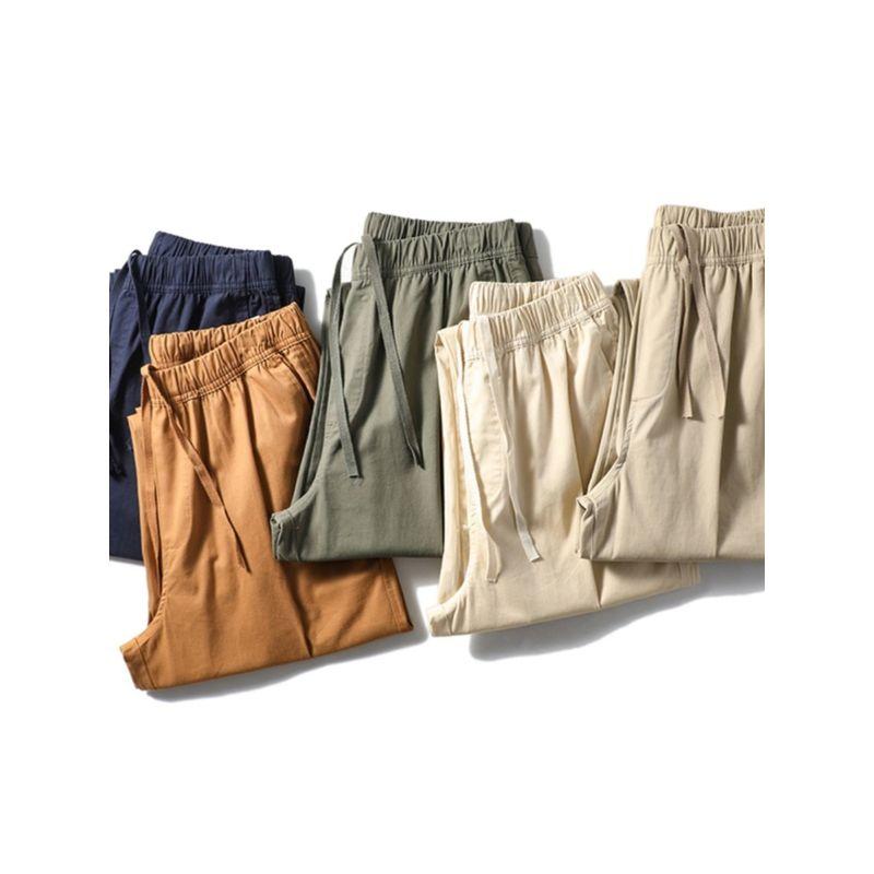 Japanese Style Pure Cotton Casual Pants Men's Spring and Autumn Easiest for Match Straight-Leg Ankle-Length Pants Export Export Men's Cotton Pants