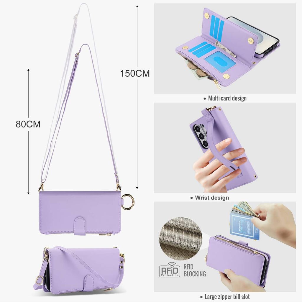 Zipper Wallet Case for Samsung Galaxy S26 Ultra/S26 Plus/S26 with RFID Credit Card Holder,Flip PU Leather Folio Shockproof Cover