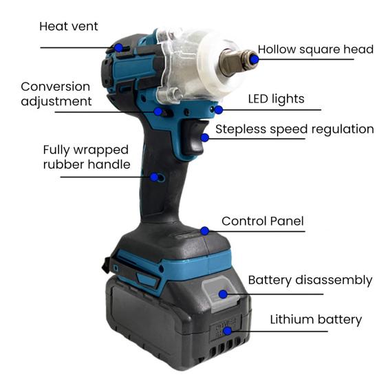 Electric Impact Wrench Cordless 3-in-1 Brushless Fast Charger 406 Ft-lbs Torque