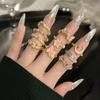 Prinzessin Rosa Blume Gold Emaille Tropföl Öffnungsring Damen Schmetterling Premium Süß Cool Ring