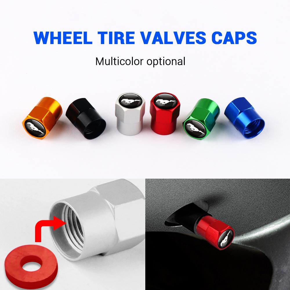 4pcs Car Styling Wheel Tire Valve Cap Stem Cover Auto Accessories For Ford Focus Kuga Mk3 Mondeo Max Fusion Ranger Mustang ST CVW1