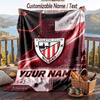 Flannel Blanket Athletic Bilbao FC Print Custom Name Text Soft Throw for Sofa Bed