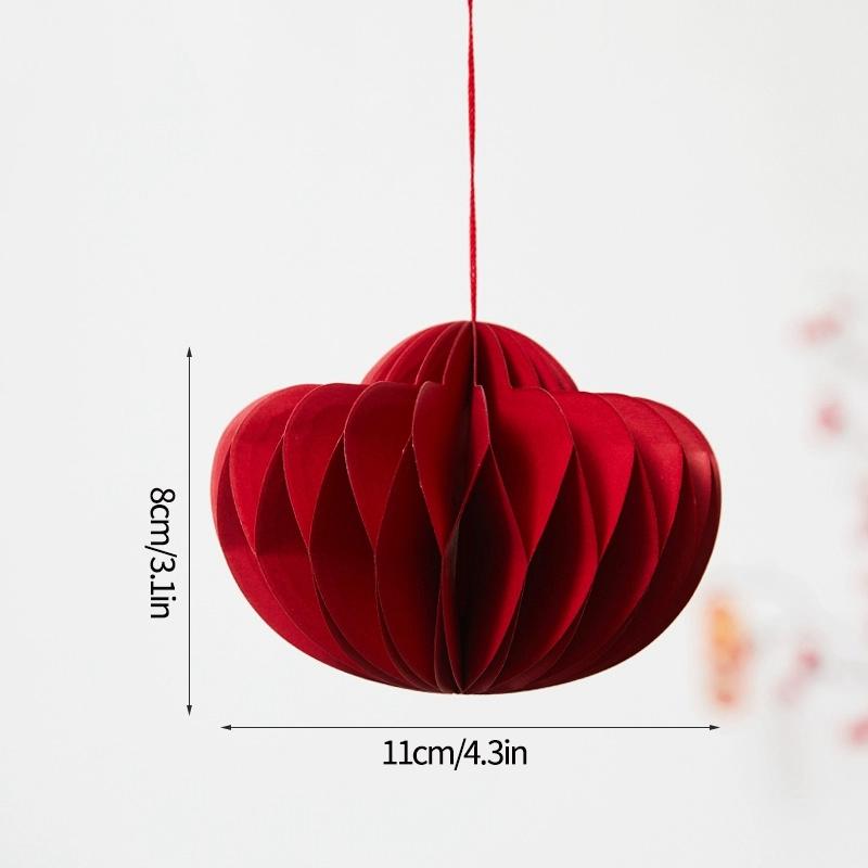 2026 New Year Decoration 3D Honeycomb Hanging Pendants Red Paper Lantern Christmas Navidad Decor Xmas New Year Hanging Ornament